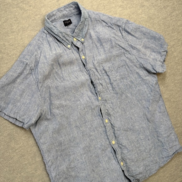 J‎ Crew Shirt Mens Large Light Blue Linen Button Down Lightweight Beachy Casual - Picture 1 of 6